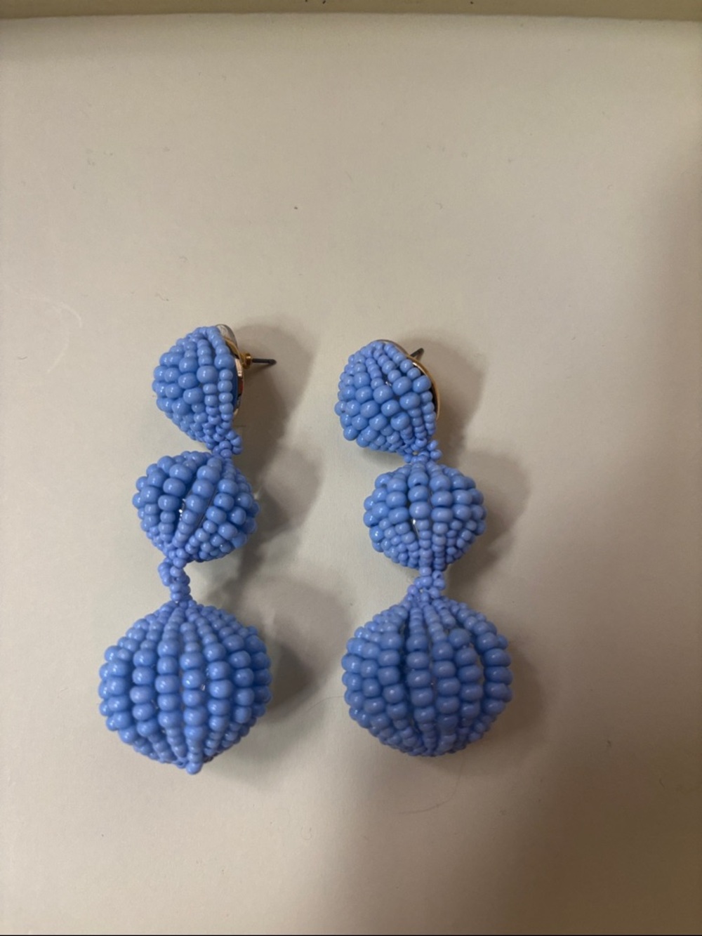 BaubleBar Periwinkle Triple-Bead Drop Earrings